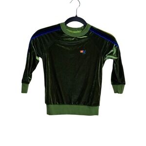 Aviator Nation Kids Velvet Rainbow Stripe Sweatshirt Olive Green Size 6